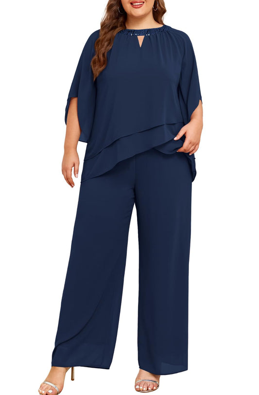 Bridal or Cocktail Parties Gorgeous Pant Suit for Plus Size Curvy Women Up to Size 24