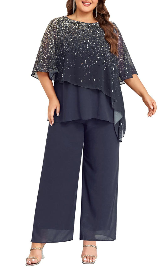 Elegant Chiffon Pant Suit for Curvy Women Up to Size 24!