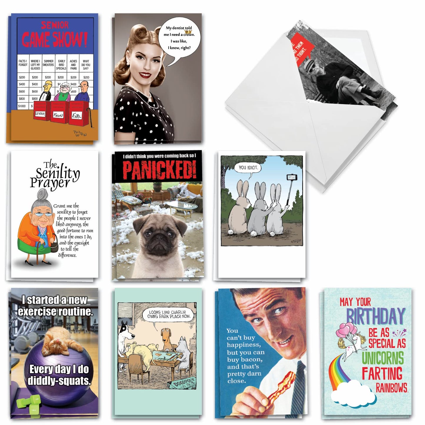 20 Sassy Adult Humor Box Set Birthday Greeting Cards Assortment with Envelopes