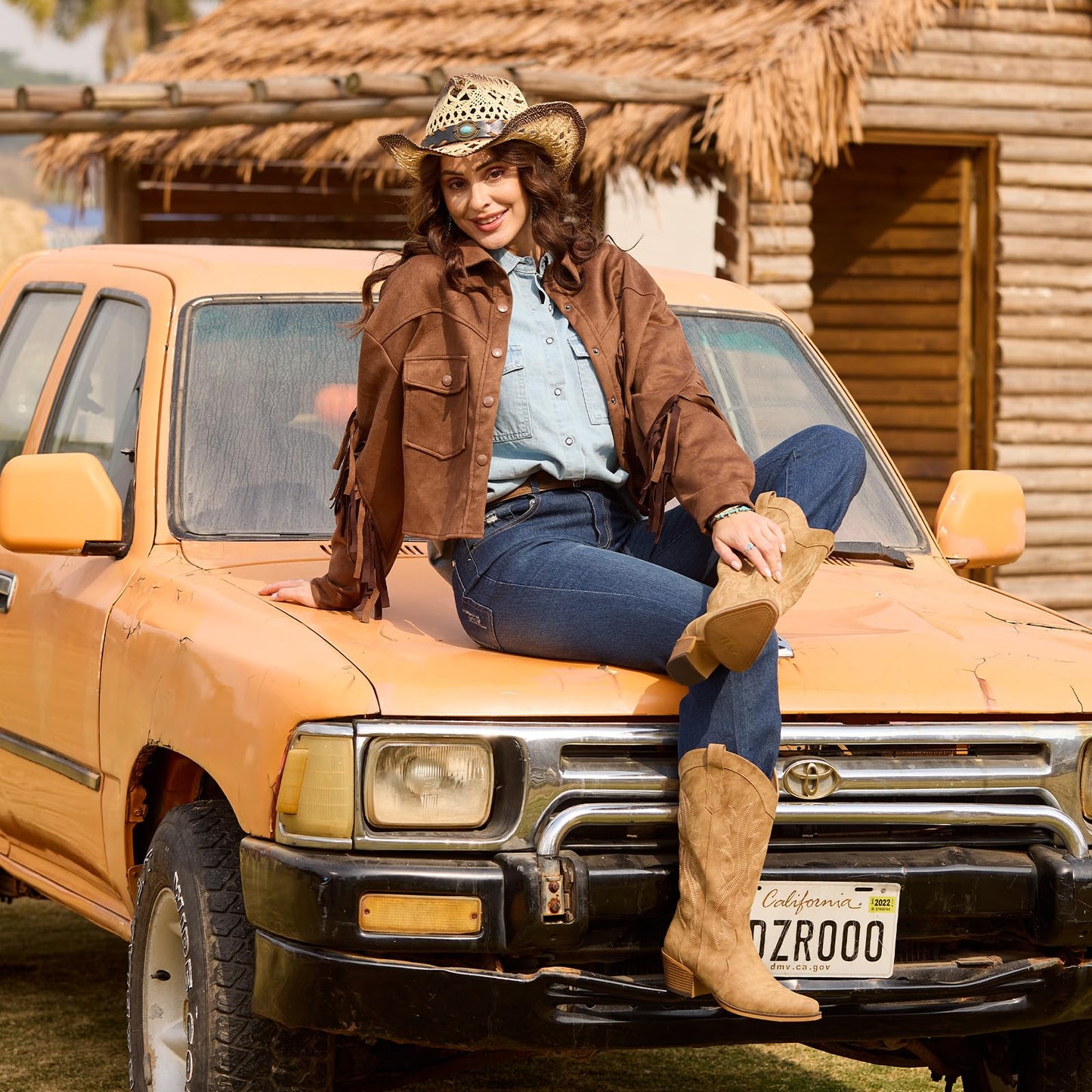 Cowgirl Boots with Chunky Heel Mid Calf up to Size 13 Wide in 3 Colors