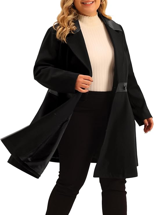Plus Size Jacket/Coat with Faux Leather Accents in Sizes Up to 4X!
