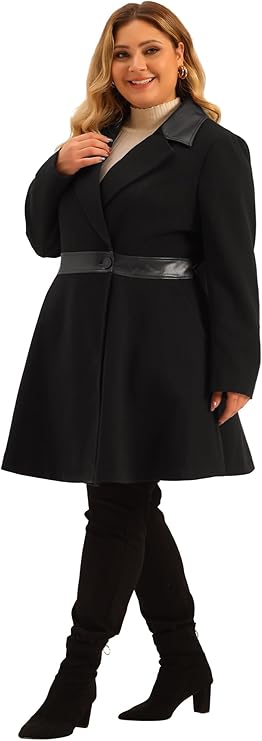 Plus Size Jacket/Coat with Faux Leather Accents in Sizes Up to 4X!
