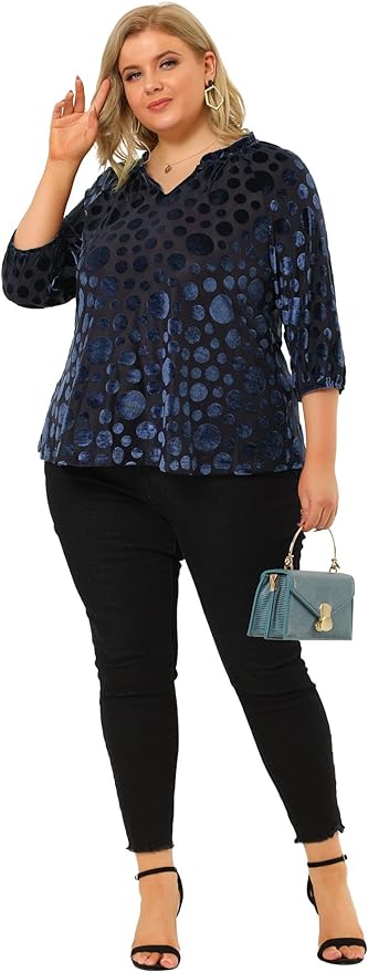 Plus Size Burnout Velvet Blouse Up to Size 4X!
