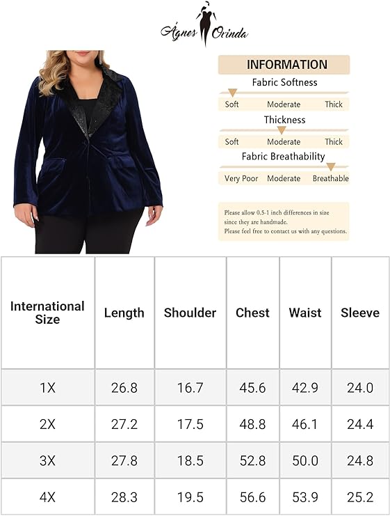Velveteen Blazer with Sparkle Notched Collar in Sizes up to 4X