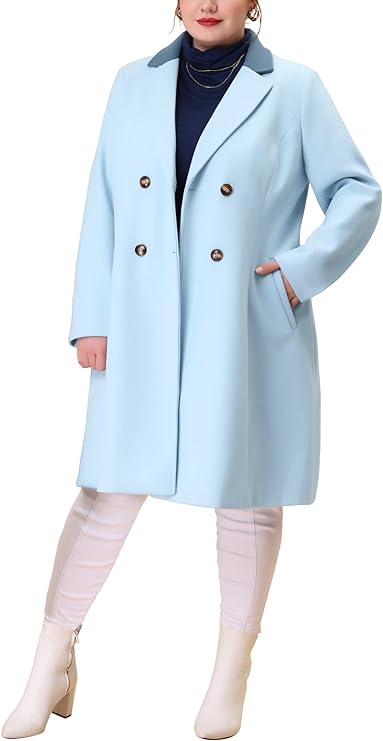 Plus Size Coat – Double-Breasted in 12 Colors, Up to Size 4X!