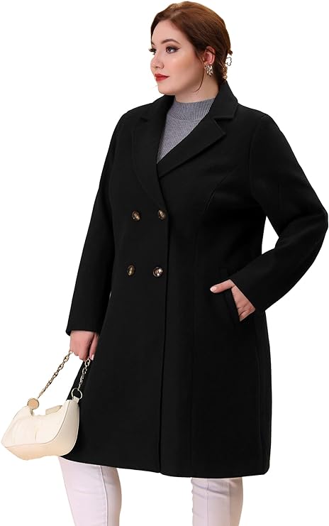 Plus Size Coat – Double-Breasted in 12 Colors, Up to Size 4X!