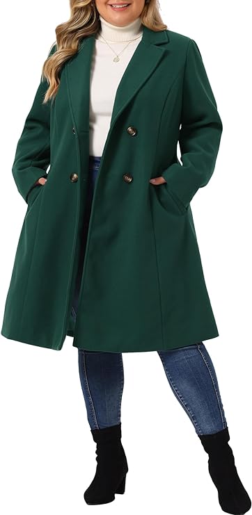 Plus Size Coat – Double-Breasted in 12 Colors, Up to Size 4X!