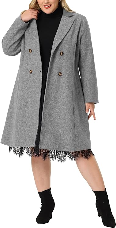 Plus Size Coat – Double-Breasted in 12 Colors, Up to Size 4X!