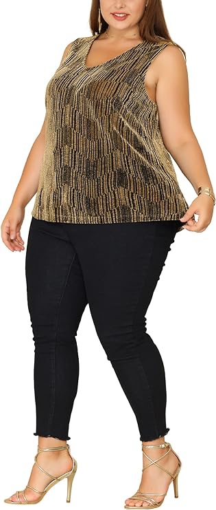 Plus Size Glitter Tank Top with V Neck in 3 colors up to size 4X