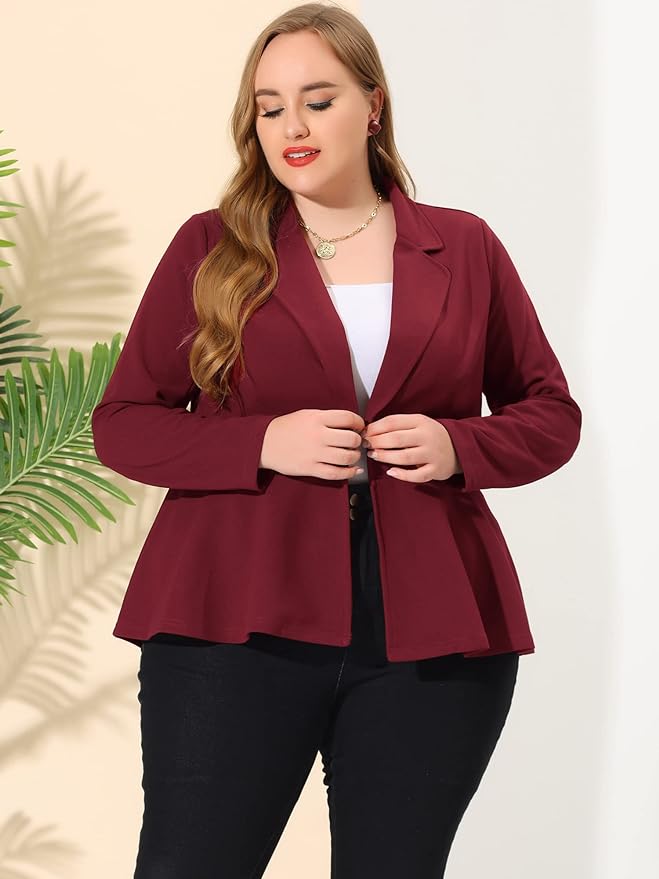 Peplum Unlined Blazer in 12 Colors and up to Size 6X!