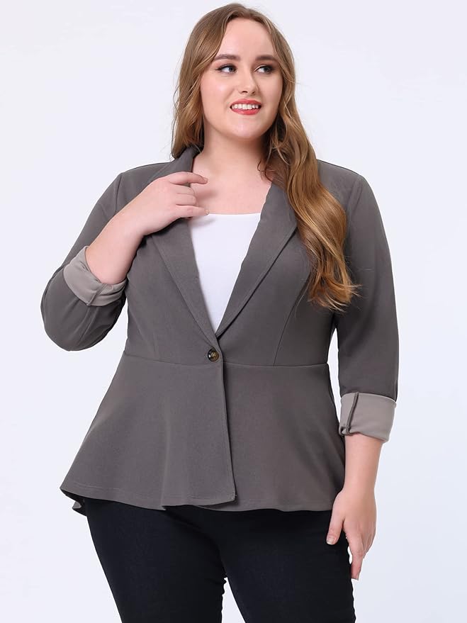 Peplum Unlined Blazer in 12 Colors and up to Size 6X!