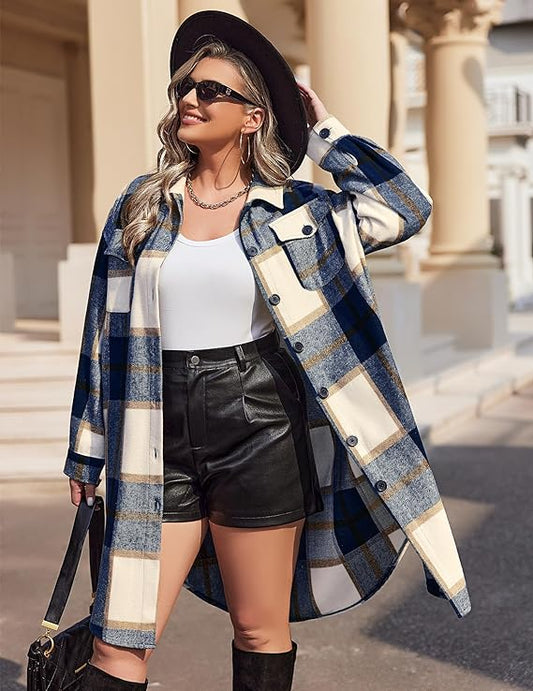 BoHo/Country Style Plus Size Plaid Duster - in 21 Colors Up to Sizes 14-28!