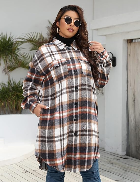 BoHo/Country Style Plus Size Plaid Duster - in 21 Colors Up to Sizes 14-28!