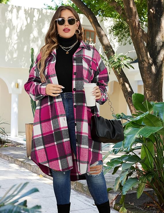 BoHo/Country Style Plus Size Plaid Duster - in 21 Colors Up to Sizes 14-28!