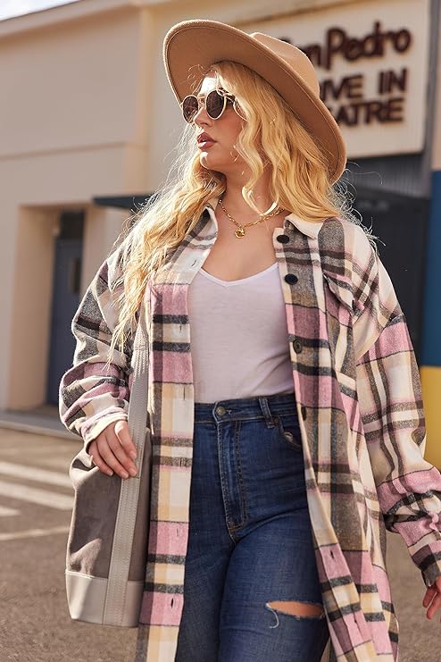 BoHo/Country Style Plus Size Plaid Duster - in 21 Colors Up to Sizes 14-28!