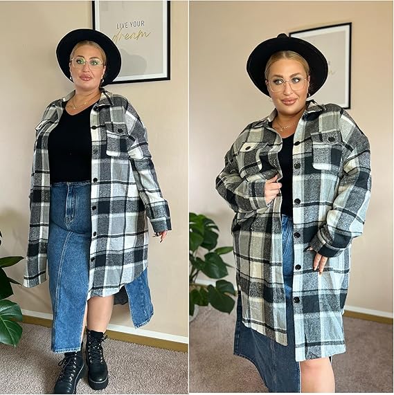 BoHo/Country Style Plus Size Plaid Duster - in 21 Colors Up to Sizes 14-28!