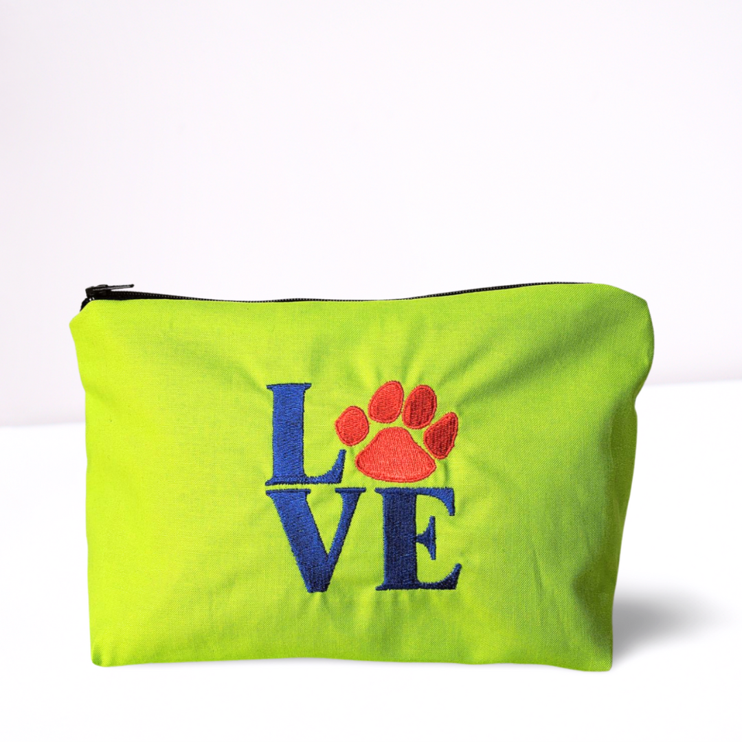 I LOVE my Dog/Cat Paw Embroidered Make-up/Accessories Bag. Comes in a variety of colors!