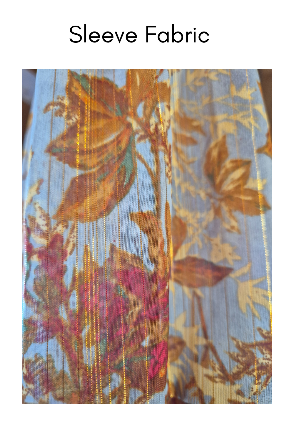 Antique Gold Top with Lame Print Sleeves Size L - XL