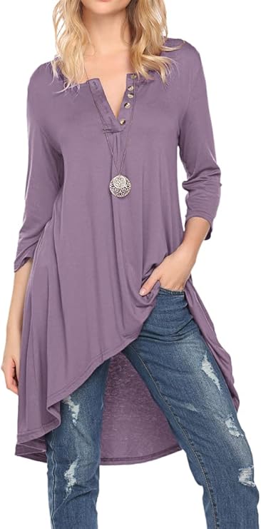 Tall Tunic/Short Dress with Hi Low Hem, 3/4 Sleeve and Size Inclusive up to 3X! Lots of Colors and Patterns!