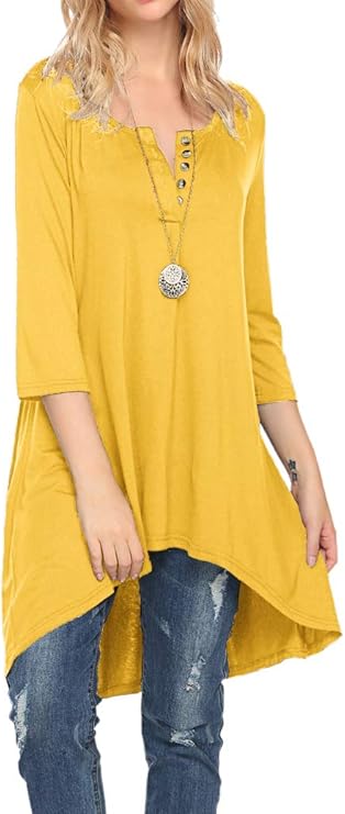 Tall Tunic/Short Dress with Hi Low Hem, 3/4 Sleeve and Size Inclusive up to 3X! Lots of Colors and Patterns!