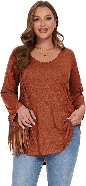 Tunic/Dress Plus Size Top with Low Scoop Neckline - Up to Size 5X in 40+ Colors!