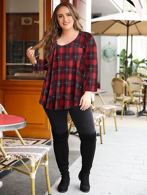 Tunic/Dress Plus Size Top with Low Scoop Neckline - Up to Size 5X in 40+ Colors!