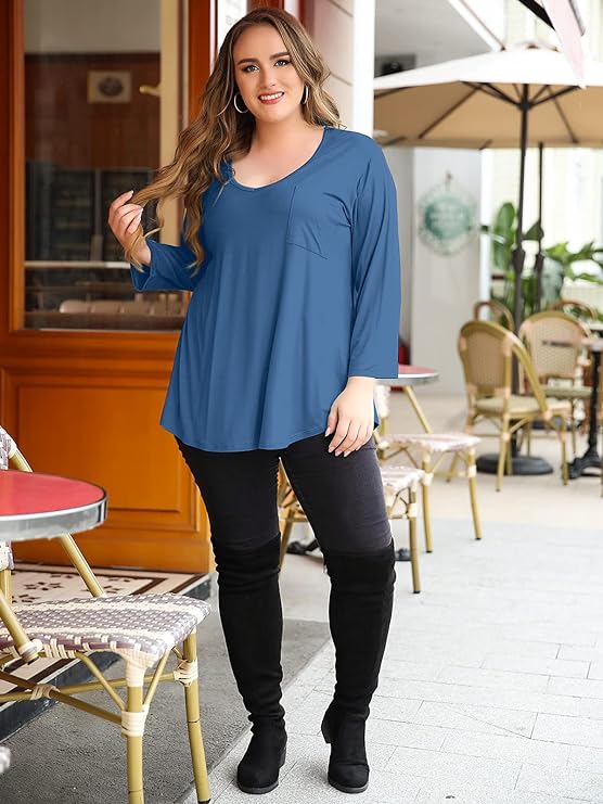 Tunic/Dress Plus Size Top with Low Scoop Neckline - Up to Size 5X in 40+ Colors!