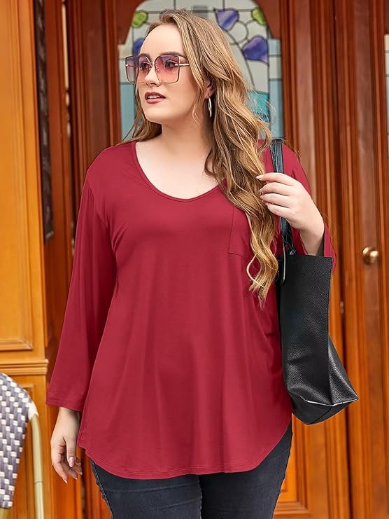Tunic/Dress Plus Size Top with Low Scoop Neckline - Up to Size 5X in 40+ Colors!
