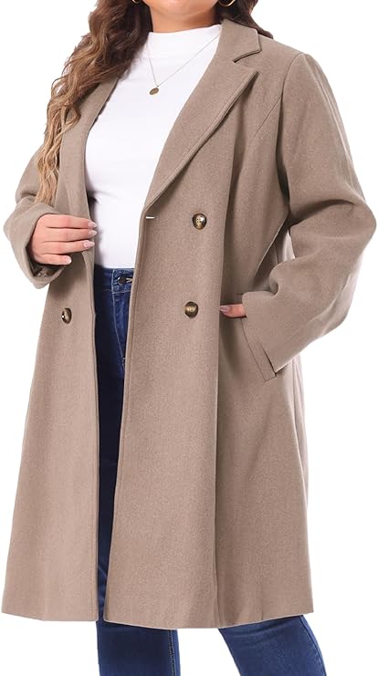 Plus Size Coat – Double-Breasted in 12 Colors, Up to Size 4X!