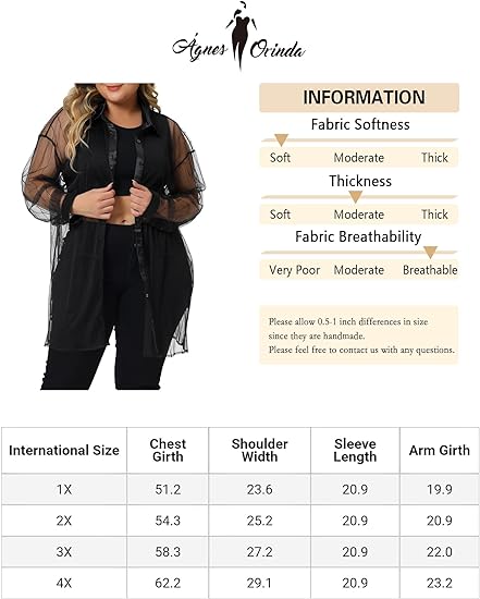 Sheer Mesh Satin Trim Button-down, Collared Blouse - up to size 4X!