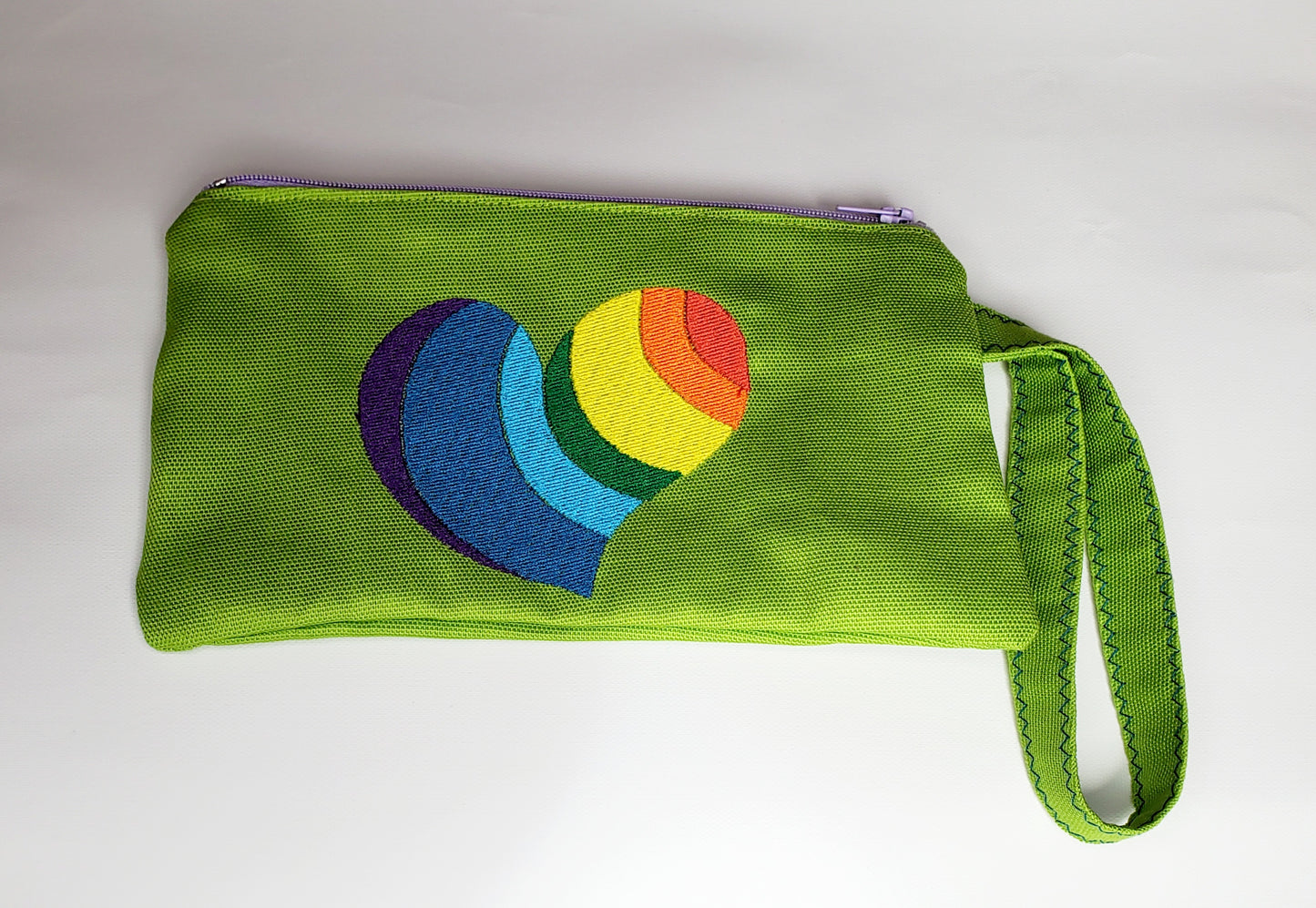 LQBTQ+ Emboidered Accessory Bag with Strap - Pride Heart