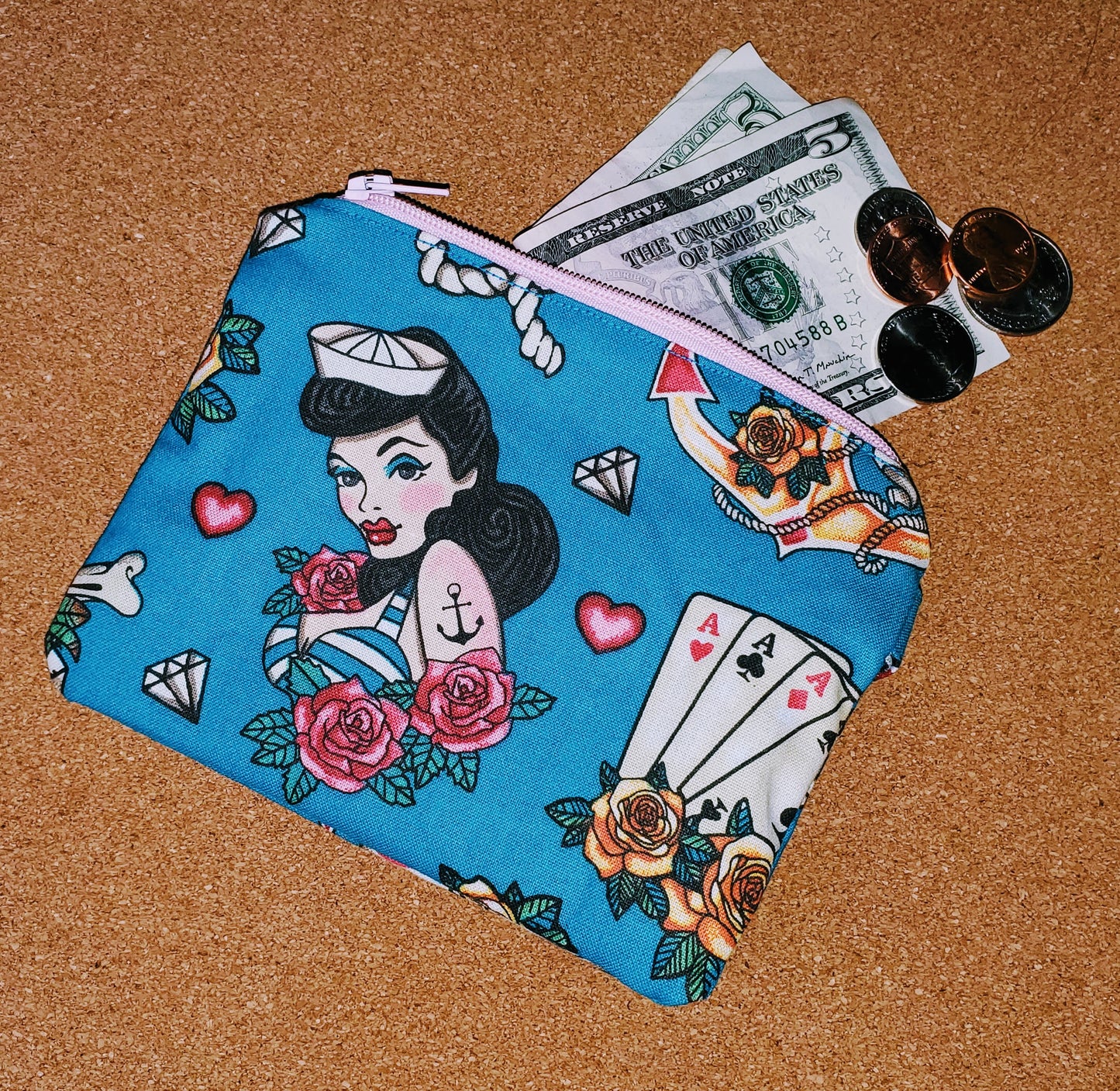 Coin Purse - Sailor/Skull Girl Pin-up