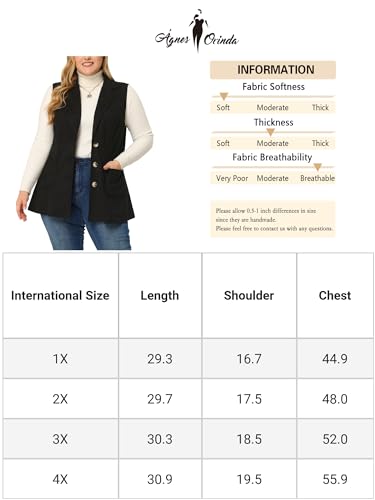 Women's Plus Size Vest withSuede Lapel - Up to Size 3X