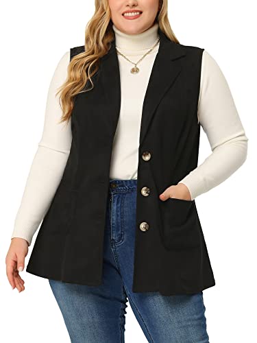 Women's Plus Size Vest withSuede Lapel - Up to Size 3X
