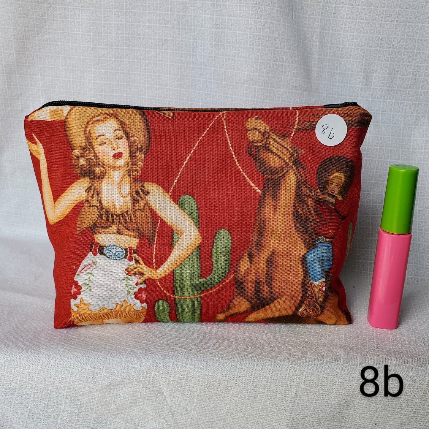 Cowgirl Pinup Embroidered Make-up/Accessories Bag Prints Vary - Choose Your Favorite!