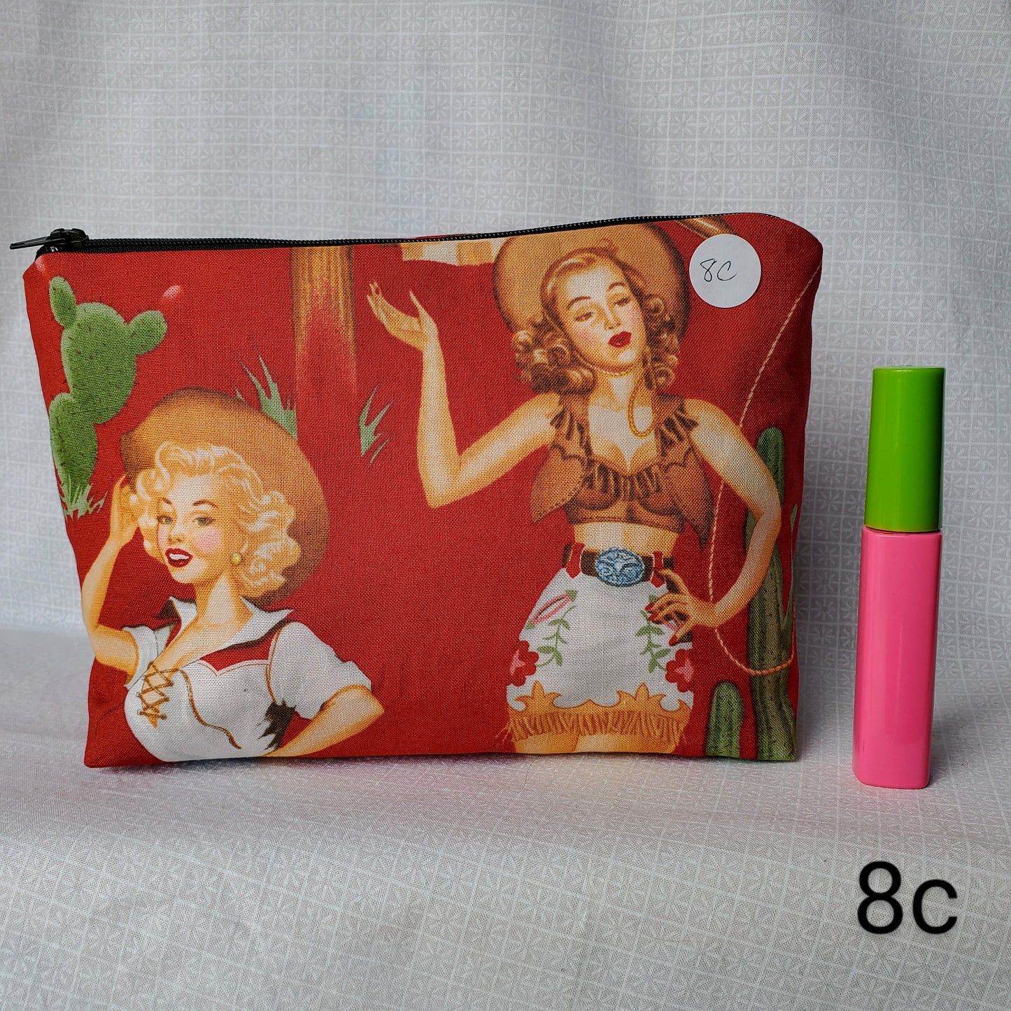 Cowgirl Pinup Embroidered Make-up/Accessories Bag Prints Vary - Choose Your Favorite!