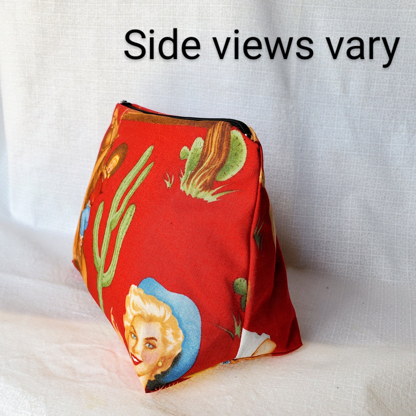 Cowgirl Pinup Embroidered Make-up/Accessories Bag Prints Vary - Choose Your Favorite!