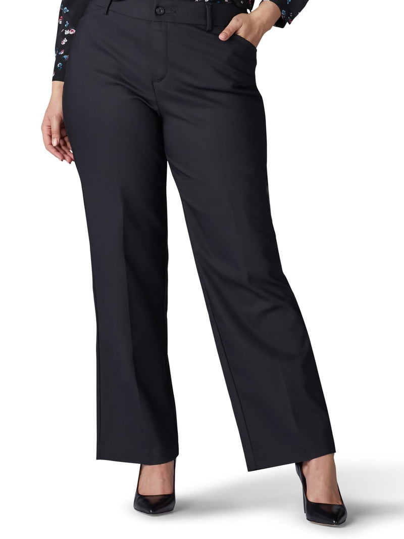 Lee Women's Plus Size Ultra Lux Comfort with Flex Motion Trouser Pant Black 20W, 20 Long