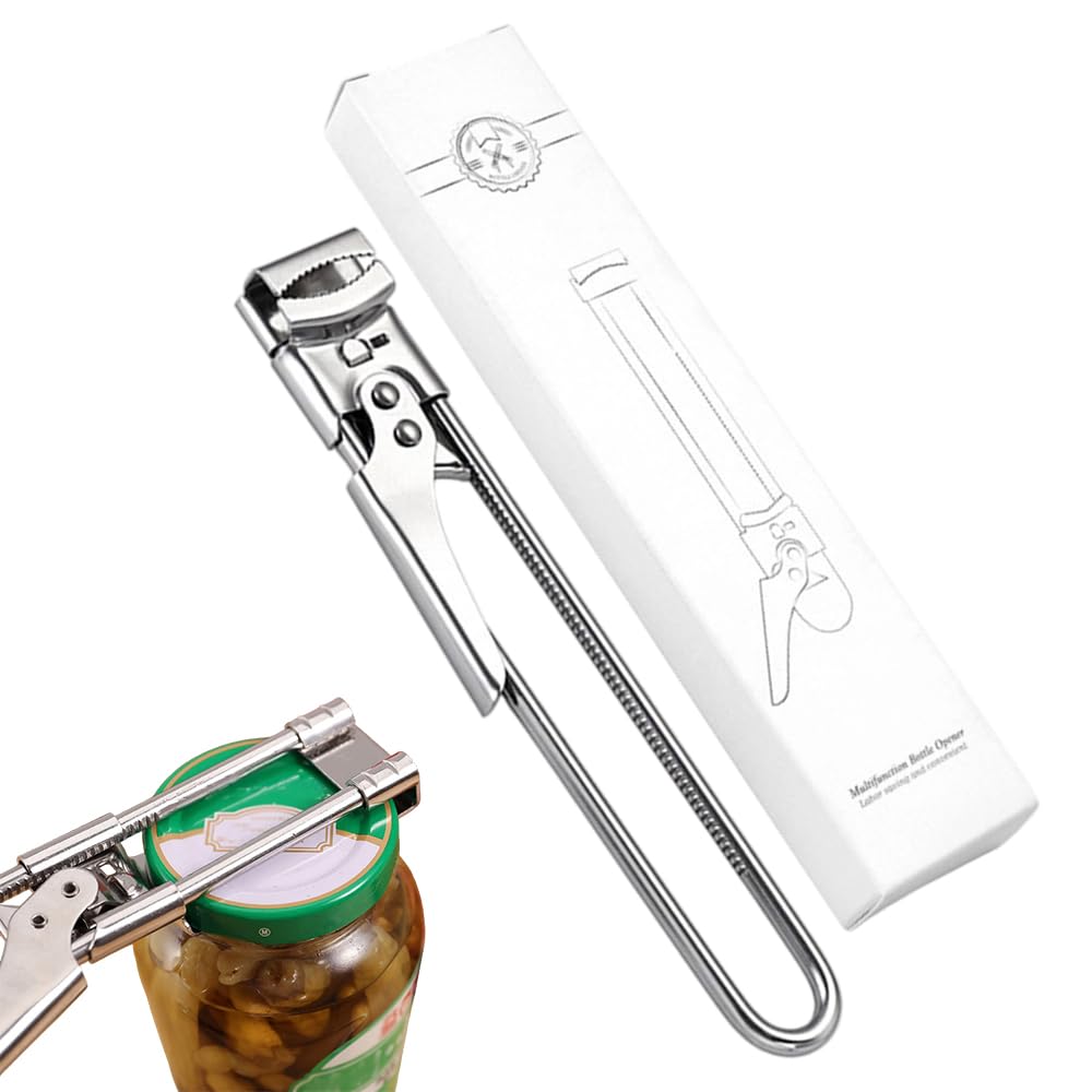 Adjustable Stainless Steel Jar Opener, Gripper Tight Lid Opener, 2025 New Handy Rubber Bottle Jar Opener for Weak Hands, Jar Openers Rated for Seniors, Kitchen Gadgets (1pc, 19.5cm/7.67inch)
