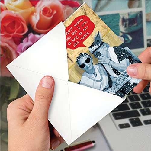 Our Alibis Need To Match - A Set of 3 Hilarious Birthday Greeting Cards with Envelopes (1 Designs, 3 Each)