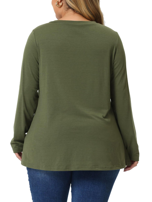 Long Sleeve T-Shirt with Side Button Detail Sizes S - 4X in 2 Colors!