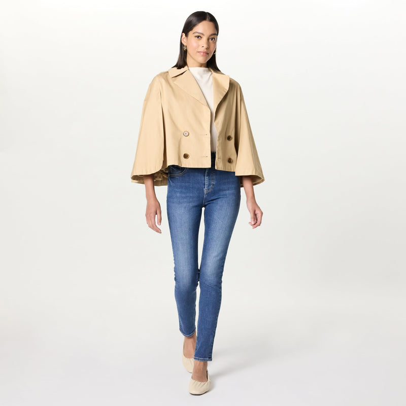 Cropped Trench Capelet Jacket Up to Size From XXS to 5X in 2 Timeless Colors!