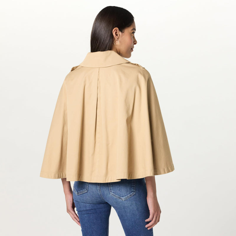 Cropped Trench Capelet Jacket Up to Size From XXS to 5X in 2 Timeless Colors!