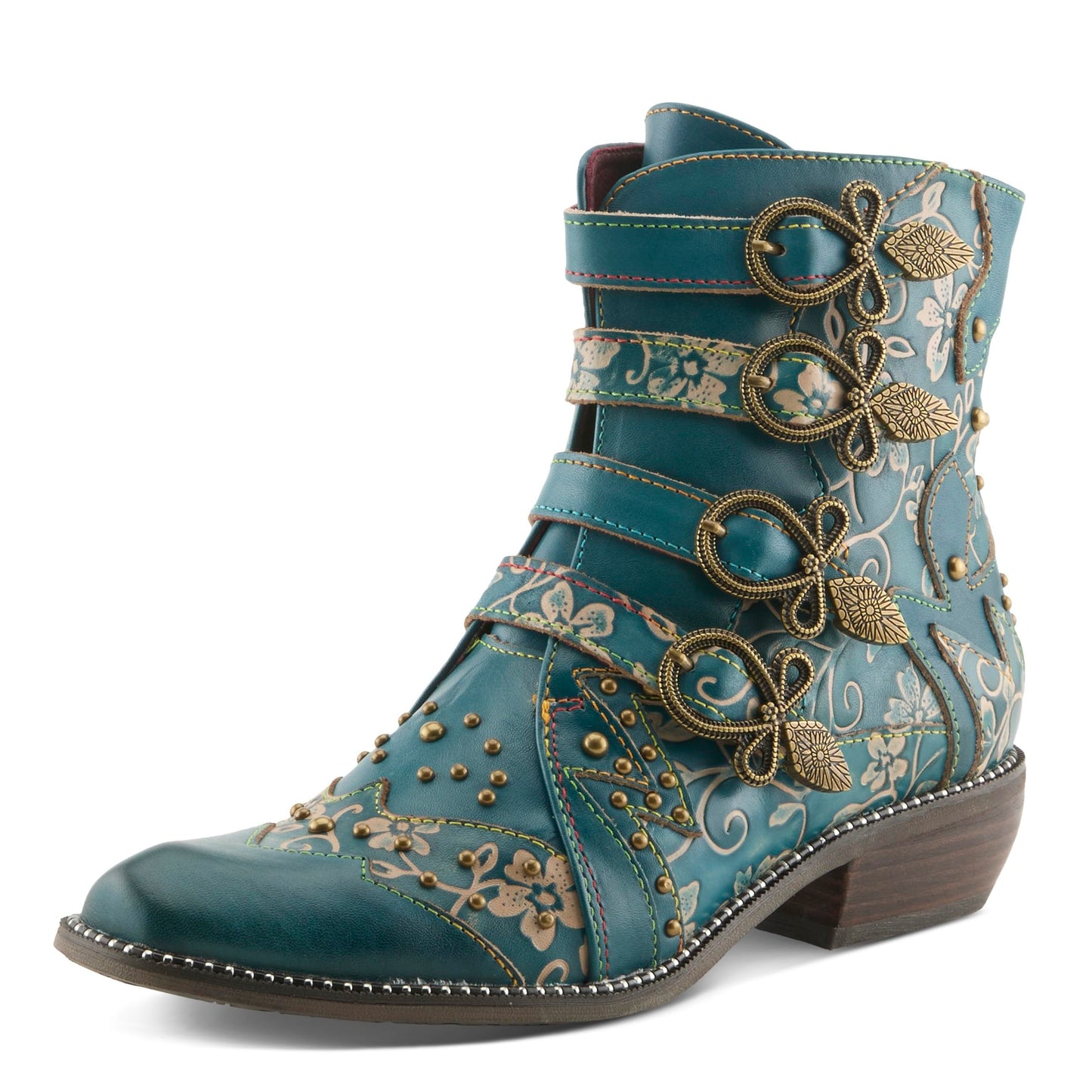 Victorian Steampunk Styled Leather Embossed Booties in 4 Colors - Up to Size 13!