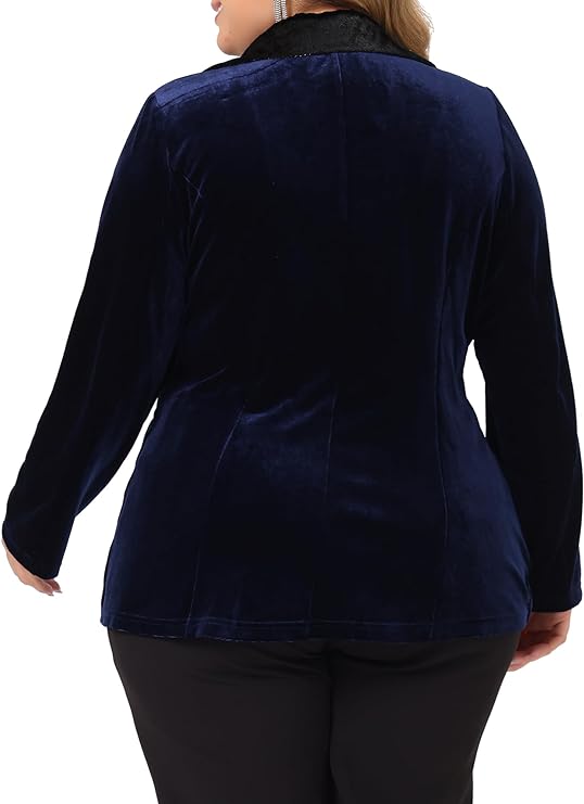 Velveteen Blazer with Sparkle Notched Collar in Sizes up to 4X