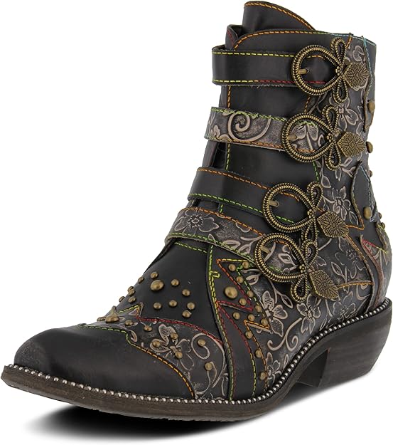 Victorian Steampunk Styled Leather Embossed Booties in 4 Colors - Up to Size 13!