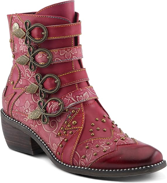 Victorian Steampunk Styled Leather Embossed Booties in 4 Colors - Up to Size 13!