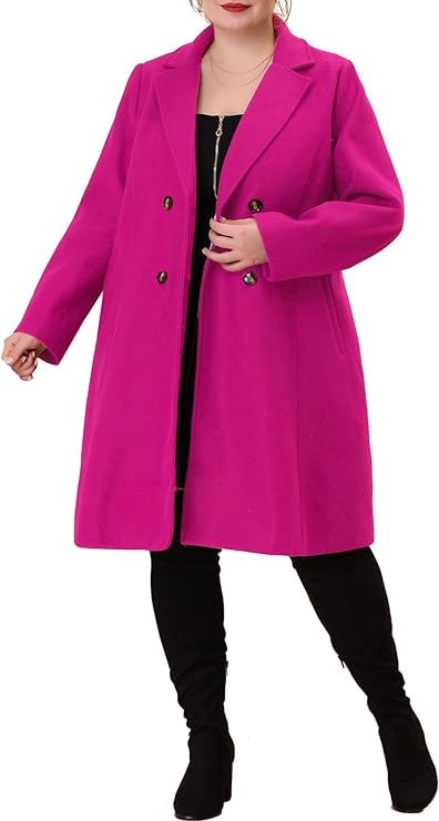 Plus Size Coat – Double-Breasted in 7 Colors, Up to Size 4X!