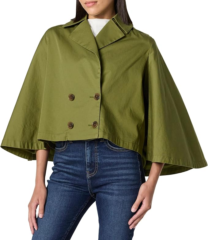 Cropped Trench Capelet Jacket Up to Size From XXS to 5X in 2 Timeless Colors!