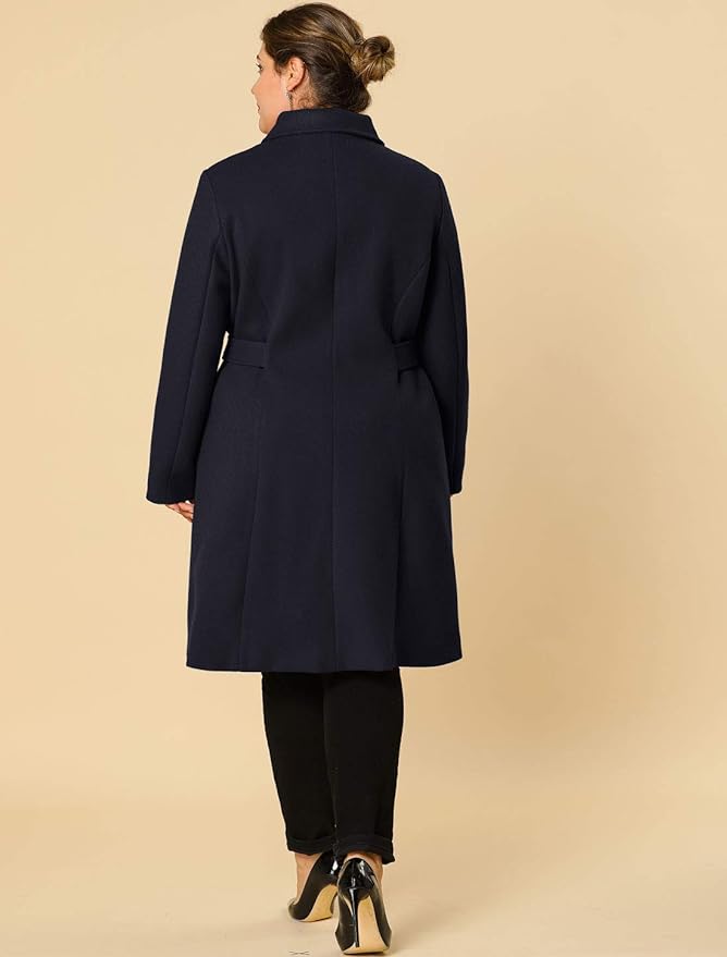 Plus Size Single Breasted Belted Coat Up to Size 4X